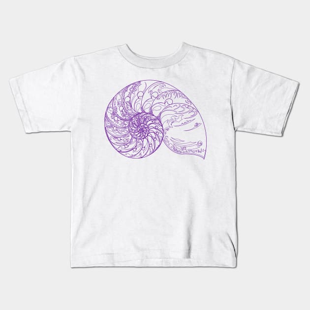 Tears of the Indigo Nautilus - Geometric Art - Septcho21 Kids T-Shirt by Amanda Lucas